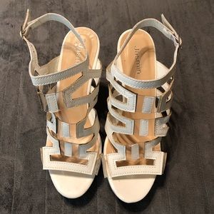 Ladies size 8 white cut out wedge heels